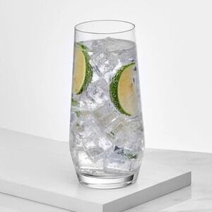Mikasa Cheers Etched Swirl Stemless Highball Glasses Set of 4 Clear Crystal